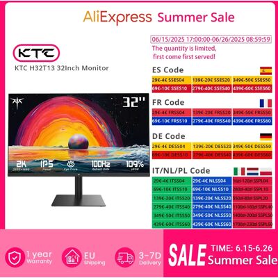 Monitor de Oficina para Juegos KTC H32T13 32'' - WQHD 100Hz IPS Monitor de Oficina para Juegos KTC H32T13 32'' - WQHD 100Hz IPS