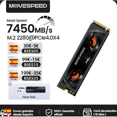 MOVESPEED - 7450 - 4TB - PCIe 4.0x4 - SSD NVMe M.2 MOVESPEED - 7450 - 4TB - PCIe 4.0x4 - SSD NVMe M.2
