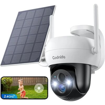 Ninguno Codnida Q02 Cámara 2K Vigilancia WiFi Exterior Batería con Placa Solar,PTZ 360° Cámara Seguridad sin Cable,Detección de Movimiento PIR,Alarma de Luz y Sonido,Visión Nocturna Color,Audio Bidireccional Ninguno Codnida Q02 Cámara 2K Vigilancia WiFi Exterior Batería con Placa Solar,PTZ 360° Cámara Seguridad sin Cable,Detección de Movimiento PIR,Alarma de Luz y Sonido,Visión Nocturna Color,Audio Bidireccional