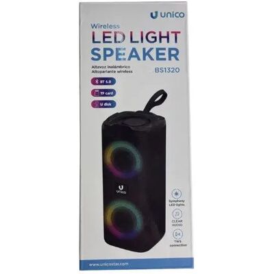 Ninguno Unico Altavoz Bluetooth BS1320 Altavoz portátil inalámbrico con luz LED Ninguno Unico Altavoz Bluetooth BS1320 Altavoz portátil inalámbrico con luz LED