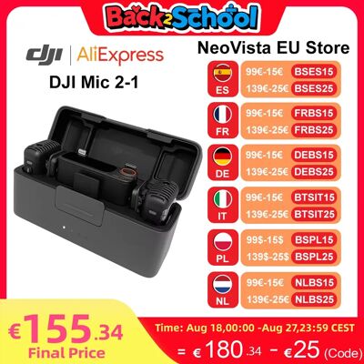 DJI Mic 2 micrófono inalámbrico con cancelación de ruido inteligente, grabación interna flotante de 32 bits, sonido optimizado, rango de 250m DJI Mic 2 micrófono inalámbrico con cancelación de ruido inteligente, grabación interna flotante de 32 bits, sonido optimizado, rango de 250m