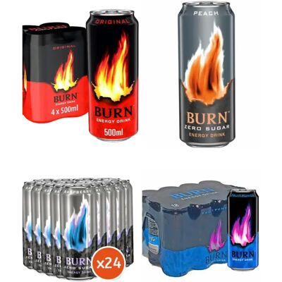 Burn bebida energetica nacional suritidos de modelos original zero peach,zero azucar raspberry, fruit punch cajas 24uidades nacional de España Burn bebida energetica nacional suritidos de modelos original zero peach,zero azucar raspberry, fruit punch cajas 24uidades nacional de España