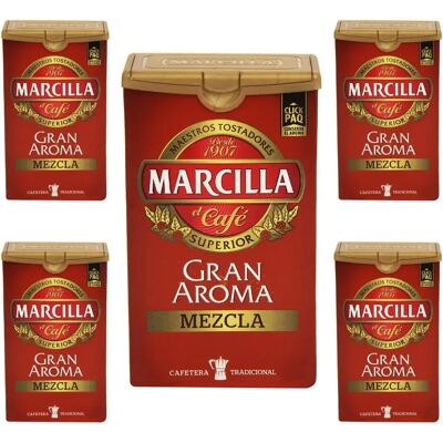 Pack de 5 Marcilla molido Gran Aroma Mezcla 50/50 , 250 gramos Pack de 5 Marcilla molido Gran Aroma Mezcla 50/50 , 250 gramos