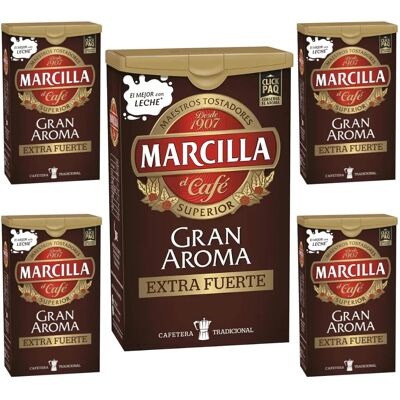 Pack de 5 Café molido Marcilla Gran Aroma Extra Fuerte 250g Pack de 5 Café molido Marcilla Gran Aroma Extra Fuerte 250g