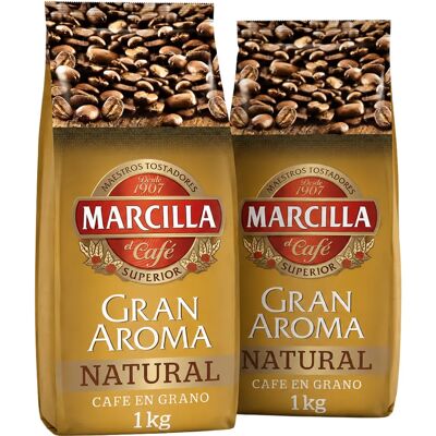 Café Marcilla Gran Aroma Natural en Grano 1KG - PACK 2 UNIDADES - QUMIR Café Marcilla Gran Aroma Natural en Grano 1KG - PACK 2 UNIDADES - QUMIR