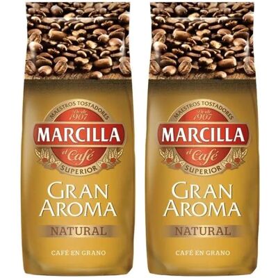 PACK de 2 - Café Marcilla Natural en grano 1Kg Gran aroma PACK de 2 - Café Marcilla Natural en grano 1Kg Gran aroma