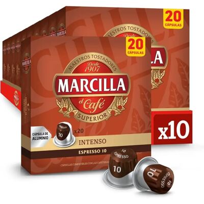 Café Marcilla Intenso Capsulas - Pack 10 - 200 Cápsulas - Qumir Café Marcilla Intenso Capsulas - Pack 10 - 200 Cápsulas - Qumir