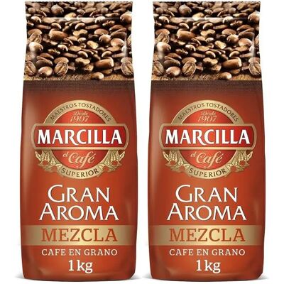 Café Marcilla Mezcla 80/20 en grano 1Kg. PACK de 2 uds. - Gran aroma Café Marcilla Mezcla 80/20 en grano 1Kg. PACK de 2 uds. - Gran aroma