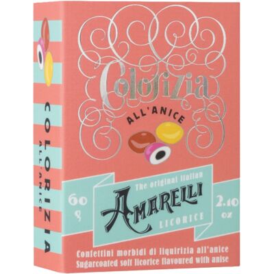 Ninguno Caramelos de regaliz -La Liquirizia Amareli- Colorizia All' Anice Regaliz azucarado sabor Anis 60g Ninguno Caramelos de regaliz -La Liquirizia Amareli- Colorizia All' Anice Regaliz azucarado sabor Anis 60g