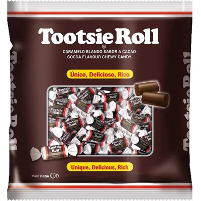 Ninguno Tootsie Roll, Caramelos blandos masticables. Sabor a cacao. Bolsa de 1kg Ninguno Tootsie Roll, Caramelos blandos masticables. Sabor a cacao. Bolsa de 1kg