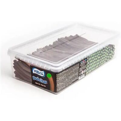 Ninguno Vidal Golosinas. Dulcitar Cola, regaliz relleno color marrón y verde. Bandeja de 200 unidades Ninguno Vidal Golosinas. Dulcitar Cola, regaliz relleno color marrón y verde. Bandeja de 200 unidades