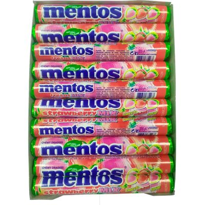 Ninguno Mentos Fresa Mix, Caramelo Masticable 20 unidades de 38 gr, caramelos redondos masticables de crujiente capa exterior y un interior blando (1, Fresa) Ninguno Mentos Fresa Mix, Caramelo Masticable 20 unidades de 38 gr, caramelos redondos masticables de crujiente capa exterior y un interior blando (1, Fresa)
