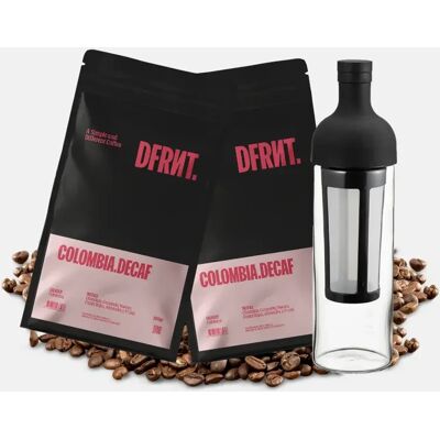 Ninguno DFRNT. Pack Cold Brew 2x250gr + Botella Hario COLOMBIA.DECAF ESPRESSO - Café Grano de Especialidad - Notas a Chocolate, Caramelo, Nueces, Almendras, y Frutos rojos - Ideal preparación Filtro - Tueste Ninguno DFRNT. Pack Cold Brew 2x250gr + Botella Hario COLOMBIA.DECAF ESPRESSO - Café Grano de Especialidad - Notas a Chocolate, Caramelo, Nueces, Almendras, y Frutos rojos - Ideal preparación Filtro - Tueste
