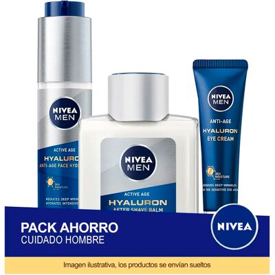 NIVEA MEN Pack ahorro cuidado personal gama Hyaluron - Contiene gel, contorno de ojos y affershave NIVEA MEN Pack ahorro cuidado personal gama Hyaluron - Contiene gel, contorno de ojos y affershave