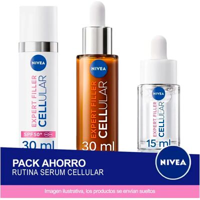 NIVEA CELLULAR Rutina Pack Ahorro - Contiene Serum Ácido Hialurónico + Serum Vitamina C + Fluido SPF 50 NIVEA CELLULAR Rutina Pack Ahorro - Contiene Serum Ácido Hialurónico + Serum Vitamina C + Fluido SPF 50