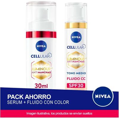NIVEA LUMINOUS 630 Pack ahorro - Contiene Serum Facial 2 en 1 antimanchas y Antiedad + Fluido CC con color FP30 (Tono Medio) NIVEA LUMINOUS 630 Pack ahorro - Contiene Serum Facial 2 en 1 antimanchas y Antiedad + Fluido CC con color FP30 (Tono Medio)