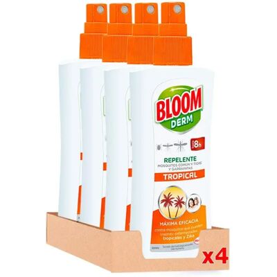 NONE Bloom Derm Loción Tropical (4 x 100 ml), repelente de mosquitos transmisores de enfermedades tropicales NONE Bloom Derm Loción Tropical (4 x 100 ml), repelente de mosquitos transmisores de enfermedades tropicales
