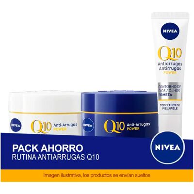 NIVEA Q10 ANTIARRUGAS POWER Pack ahorro cuidado facial - Contiene crema de día, crema de noche y contorno de ojos NIVEA Q10 ANTIARRUGAS POWER Pack ahorro cuidado facial - Contiene crema de día, crema de noche y contorno de ojos