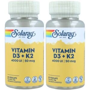 Ninguno Solaray - Pack 2 - VITAMINA D3+K2 - 120 cápsulas - Salud ósea y Cardiovascular - Apto Vegetarianos Ninguno Solaray - Pack 2 - VITAMINA D3+K2 - 120 cápsulas - Salud ósea y Cardiovascular - Apto Vegetarianos