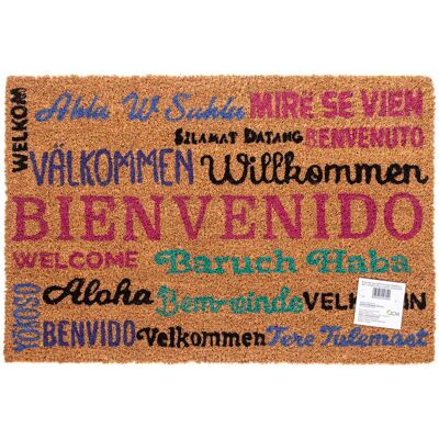 NONE Felpudo de Coco Natural con Base Antideslizante, Absorbente para la entrada de casa, Ideal para Puerta Exterior o Pasillo. Bienvenido en varios idiomas. 3 tamaños disponibles NONE Felpudo de Coco Natural con Base Antideslizante, Absorbente para la entrada de casa, Ideal para Puerta Exterior o Pasillo. Bienvenido en varios idiomas. 3 tamaños disponibles
