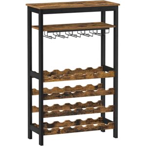 SONGMICS Botellero, Estantería de Vino para 24 Botellas, con Estante de Soporte de Vidrio, Soporte de Botellas de Pie, para Cocina, Bar, Comedor, Marrón Rústico y Negro SONGMICS Botellero, Estantería de Vino para 24 Botellas, con Estante de Soporte de Vidrio, Soporte de Botellas de Pie, para Cocina, Bar, Comedor, Marrón Rústico y Negro