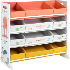 SONGMICS Estantería de Juguetes, Organizador Infantil con 12 Cajas de Tela No Tejida, para Libros, Estantería para Niños, para Sala de Juegos, Multiusos, Blanco SONGMICS Estantería de Juguetes, Organizador Infantil con 12 Cajas de Tela No Tejida, para Libros, Estantería para Niños, para Sala de Juegos, Multiusos, Blanco