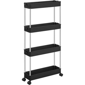SONGMICS Carrito Auxiliar con Ruedas de 4 Niveles, Carrito Cocina Plástico, Carrito Estrecho de Almacenamiento, Ahorra Espacio, para Baño, Cocina, Oficina, 40 x 12,5 x 88 cm, Negro/ Gris/ Blanco SONGMICS Carrito Auxiliar con Ruedas de 4 Niveles, Carrito Cocina Plástico, Carrito Estrecho de Almacenamiento, Ahorra Espacio, para Baño, Cocina, Oficina, 40 x 12,5 x 88 cm, Negro/ Gris/ Blanco
