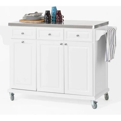 SoBuy FKW33-W carrito de cocina de acero inoxidable, placa, isla de cocina, armario de cocina, carrito con estante para cubo de basura SoBuy FKW33-W carrito de cocina de acero inoxidable, placa, isla de cocina, armario de cocina, carrito con estante para cubo de basura