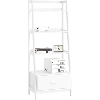 SoBuy FRG116 Estante de escalera Estantería con soporte Estante de baño con estantes y cajón en blanco B 64 cm SoBuy FRG116 Estante de escalera Estantería con soporte Estante de baño con estantes y cajón en blanco B 64 cm