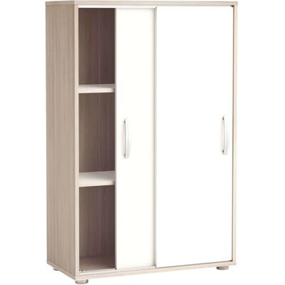 Miroytengo Zapatero Multiusos con Puertas Correderas Blanco y Roble 106x68x33 cm Miroytengo Zapatero Multiusos con Puertas Correderas Blanco y Roble 106x68x33 cm