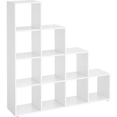 VASAGLE EstanterÍa en forma de escalera de almacenamiento con 10 cubos, Estante de exhibiciÓn de madera, de pie, Ideal para estudio, sala de estar y dormitorio, Blanco/Marrón Caramelo/Marrón Rústico VASAGLE EstanterÍa en forma de escalera de almacenamiento con 10 cubos, Estante de exhibiciÓn de madera, de pie, Ideal para estudio, sala de estar y dormitorio, Blanco/Marrón Caramelo/Marrón Rústico