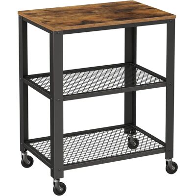 VASAGLE Carrito Auxiliar de Servicio de 3 Niveles, con Ruedas, 60 x 40 x 77,5 cm, Tablero de sobremesa, para Cocina, Sala de Estar, Vintage y Negro VASAGLE Carrito Auxiliar de Servicio de 3 Niveles, con Ruedas, 60 x 40 x 77,5 cm, Tablero de sobremesa, para Cocina, Sala de Estar, Vintage y Negro
