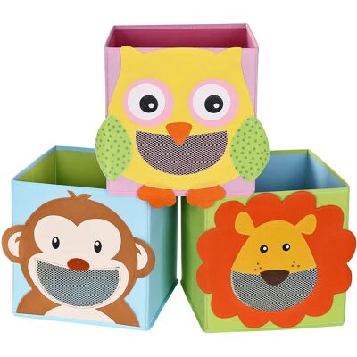 SONGMICS Juego de 3 Cajas de Almacenamiento, Cajas de Juguetes, Cubos Plegables,para Salón, Habitación Infantil, 27 x 27 x 27 cm, Colorido SONGMICS Juego de 3 Cajas de Almacenamiento, Cajas de Juguetes, Cubos Plegables,para Salón, Habitación Infantil, 27 x 27 x 27 cm, Colorido