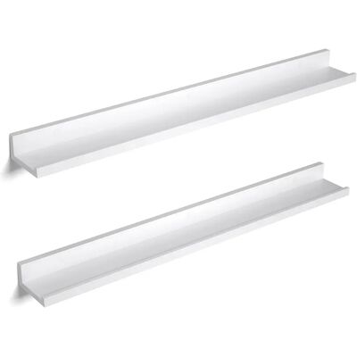 SONGMICS Juego de 2 Estantes de Pared, 2 Estantes Flotantes con Acabado de Alto Brillo, 60 x 10 cm/80 x 10 cm, para Marcos de Foto y Libros, Uso en Sala de Estar, Baño, Cocina, Fácil Montaje, Blanco SONGMICS Juego de 2 Estantes de Pared, 2 Estantes Flotantes con Acabado de Alto Brillo, 60 x 10 cm/80 x 10 cm, para Marcos de Foto y Libros, Uso en Sala de Estar, Baño, Cocina, Fácil Montaje, Blanco