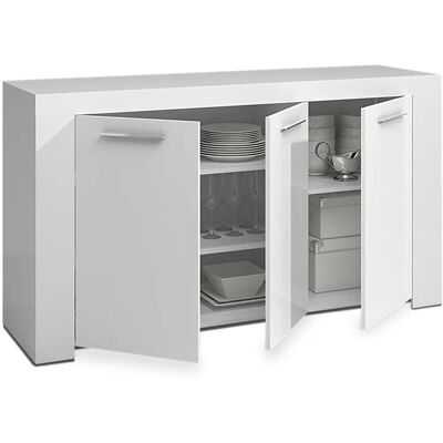 NONE MOBELCENTER - Mueble Aparador Moderno Ambit 3 Puertas – Acabado Color Blanco Artik – Ancho: 144 cm x Fondo: 42 cm x Alto: 80 cm - (1105) NONE MOBELCENTER - Mueble Aparador Moderno Ambit 3 Puertas – Acabado Color Blanco Artik – Ancho: 144 cm x Fondo: 42 cm x Alto: 80 cm - (1105)