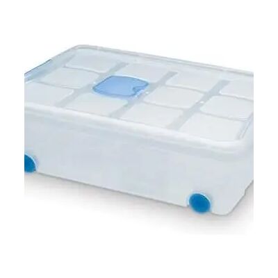 ACAN Tradineur - Caja con ruedas y tapa de plástico de 18,5 x 60,3 x 43 cm, con capacidad para 31 litros. Baúl con tapa para organización del hogar. Arcón de plástico para distintos usos ACAN Tradineur - Caja con ruedas y tapa de plástico de 18,5 x 60,3 x 43 cm, con capacidad para 31 litros. Baúl con tapa para organización del hogar. Arcón de plástico para distintos usos