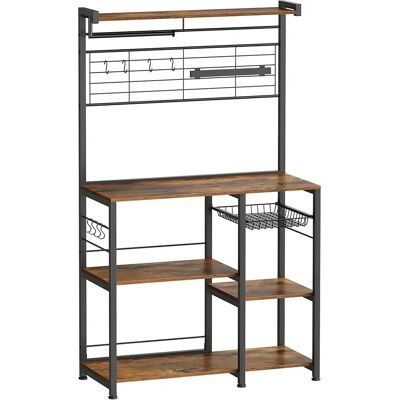VASAGLE Estantería de Cocina, Soporte para Panadería, Isla de Cocina con Tira Magnética de Cuchillo, Cesta de Alambre, Soporte de Papel de Cocina, 12 Ganchos, Marrón Rústico y Negro/Greige y VASAGLE Estantería de Cocina, Soporte para Panadería, Isla de Cocina con Tira Magnética de Cuchillo, Cesta de Alambre, Soporte de Papel de Cocina, 12 Ganchos, Marrón Rústico y Negro/Greige y