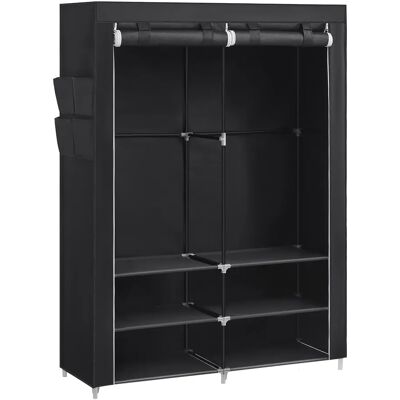 SONGMICS Armario de Ropa, Armario de Tela Portátil, 45 x 127 x 176 cm, 2 Barras de Colgar, Estantes y 4 Bolsillos Laterales, Espacioso para Dormitorio, Salón, Negro SONGMICS Armario de Ropa, Armario de Tela Portátil, 45 x 127 x 176 cm, 2 Barras de Colgar, Estantes y 4 Bolsillos Laterales, Espacioso para Dormitorio, Salón, Negro