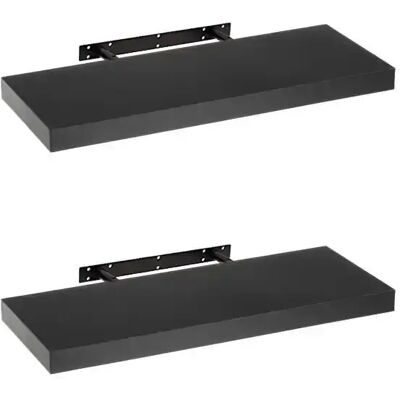LOLAhome - SET2-FLOAT-60x24 - Black - Wall Shelves LOLAhome - SET2-FLOAT-60x24 - Black - Wall Shelves