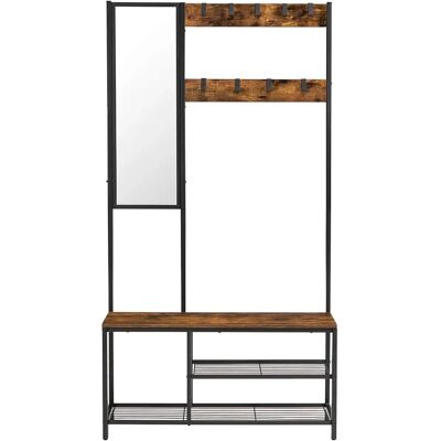 VASAGLE Perchero, Mueble Recibidor con Ganchos, Espejo, Banco Zapatero y Estantes, 36 x 98 x 185 cm, para Pasillo Dormitorio Salón, Marrón Rústico y Negro/Roble y Blanco VASAGLE Perchero, Mueble Recibidor con Ganchos, Espejo, Banco Zapatero y Estantes, 36 x 98 x 185 cm, para Pasillo Dormitorio Salón, Marrón Rústico y Negro/Roble y Blanco