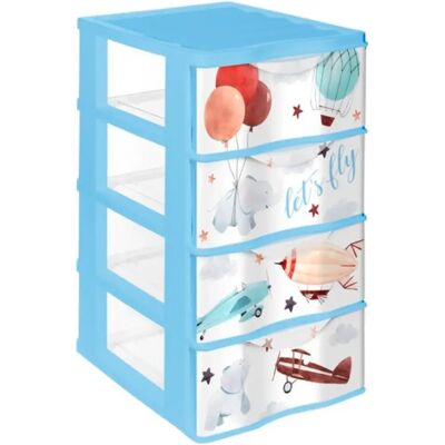 ACAN Tradineur - Cajonera de plástico, modelo Wagon Let's Fly, 4 cajones transparentes, torre almacenaje, juguetes, dormitorio infantil, niños, fabricada en España (Azul - 40 x 38 x 64 cm) ACAN Tradineur - Cajonera de plástico, modelo Wagon Let's Fly, 4 cajones transparentes, torre almacenaje, juguetes, dormitorio infantil, niños, fabricada en España (Azul - 40 x 38 x 64 cm)