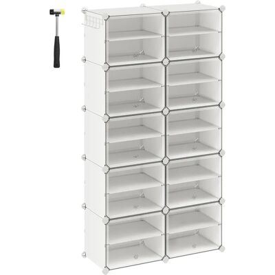 SONGMICS Mueble Zapatero Plástico, 10 Compartimentos, Zapatero Modular, Estantería Modular de Plástico, 30 x 40 x 30 cm Cada Cubo, con Puerta, Marco Acero, Panele Plástico, Blanco/Negro/Gris Pizarra y SONGMICS Mueble Zapatero Plástico, 10 Compartimentos, Zapatero Modular, Estantería Modular de Plástico, 30 x 40 x 30 cm Cada Cubo, con Puerta, Marco Acero, Panele Plástico, Blanco/Negro/Gris Pizarra y