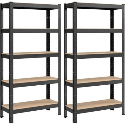 SONGMICS Juego de 2, Estantería Pesada de 5 Niveles, Estantería de Acero, Montaje Rápido, para Instrumentos, Garaje, Almacén, Trastero, Carga de 650 kg, 30 x 75 x 150 cm, Negro/Plata SONGMICS Juego de 2, Estantería Pesada de 5 Niveles, Estantería de Acero, Montaje Rápido, para Instrumentos, Garaje, Almacén, Trastero, Carga de 650 kg, 30 x 75 x 150 cm, Negro/Plata