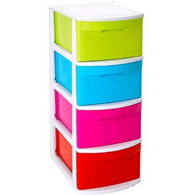 ACAN Tradineur - Cajonera sin ruedas támesis 4 cajones de color surtido de 78 x 28,5 x 39 cm, Cajonera plástico 4 cajones multiusos para almacenamiento y organización ideal para oficina. ACAN Tradineur - Cajonera sin ruedas támesis 4 cajones de color surtido de 78 x 28,5 x 39 cm, Cajonera plástico 4 cajones multiusos para almacenamiento y organización ideal para oficina.