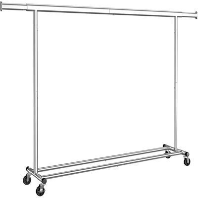 SONGMICS Burro Ropa con Ruedas, Perchero Burro Extensible con Carga Pesada, Capacidad de Carga Máx. de 150 kg, 45 x (160-200) x 161,5 cm, Fácil de Montar, Portátil, Plata/Negro SONGMICS Burro Ropa con Ruedas, Perchero Burro Extensible con Carga Pesada, Capacidad de Carga Máx. de 150 kg, 45 x (160-200) x 161,5 cm, Fácil de Montar, Portátil, Plata/Negro