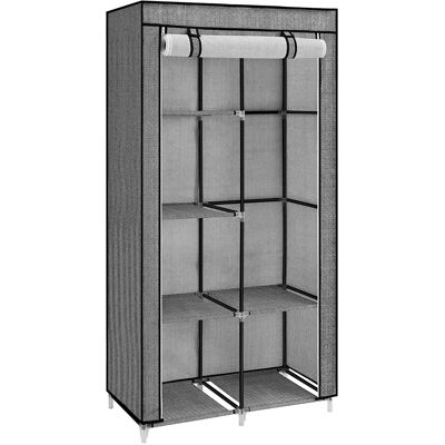 SONGMICS Armario para Ropa, Armario, 6 Niveles, 1 Barras de Ropa, Tela no Tejida, Marco metálico, 45 x 88 x 168 cm, para Dormitorio, Pasillo, vestidor, Negro con Motivos de Espiga/Gris con Motivos de SONGMICS Armario para Ropa, Armario, 6 Niveles, 1 Barras de Ropa, Tela no Tejida, Marco metálico, 45 x 88 x 168 cm, para Dormitorio, Pasillo, vestidor, Negro con Motivos de Espiga/Gris con Motivos de