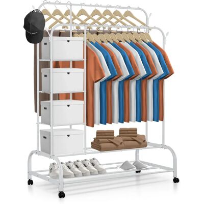 NONE RELAXTY Burro Ropa Resistente Doble con Soporte, 146x110x54cm, Metálico, Perchero de Ropa con Zapatero NONE RELAXTY Burro Ropa Resistente Doble con Soporte, 146x110x54cm, Metálico, Perchero de Ropa con Zapatero