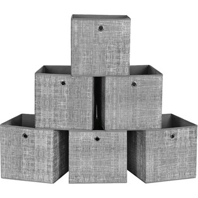 SONGMICS Cajas de almacenamiento plegables (6 unidades, 30 x 30 x 30 cm, para juguetes, ropa, color gris jaspeado SONGMICS Cajas de almacenamiento plegables (6 unidades, 30 x 30 x 30 cm, para juguetes, ropa, color gris jaspeado