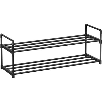 SONGMICS Zapatero de 2 Niveles, Estantería de Zapatos, Estantería de Metal, para 8 a 10 Pares de Zapatos, Estante Apilable, para Pasillo, Salón, Dormitorio, 30 x 92 x 34 cm, Negro/Gris SONGMICS Zapatero de 2 Niveles, Estantería de Zapatos, Estantería de Metal, para 8 a 10 Pares de Zapatos, Estante Apilable, para Pasillo, Salón, Dormitorio, 30 x 92 x 34 cm, Negro/Gris