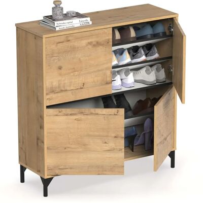 Muebles Pitarch Roble Gold Mueble recibidor zapatero con 4 puertas - 96.5x101x33cm Muebles Pitarch Roble Gold Mueble recibidor zapatero con 4 puertas - 96.5x101x33cm